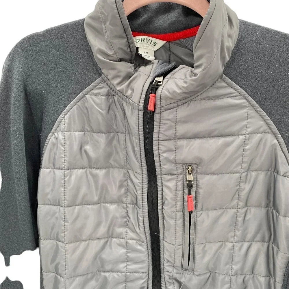 ORVIS CLASSIC COLLECTION MENS GRAY QUILTED SOFT SHELL CASUAL JACKET COAT SZ L